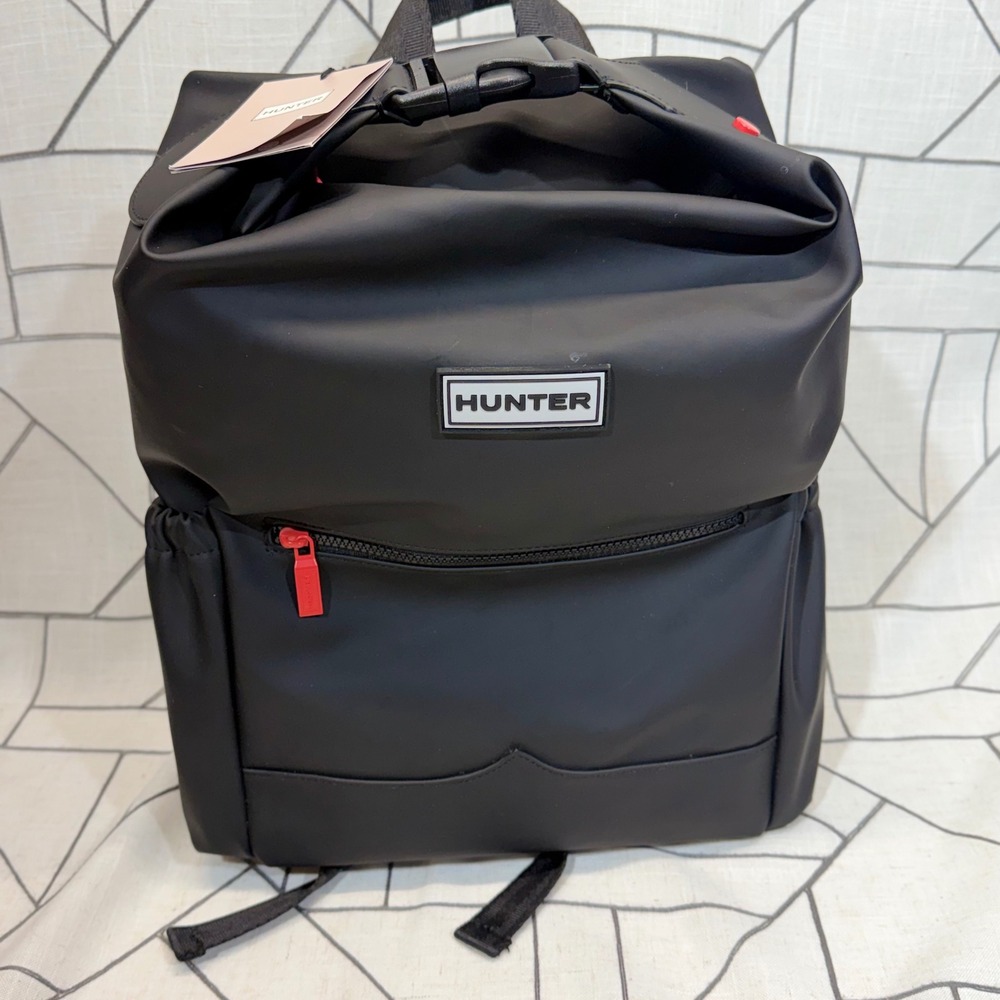 Hunter Original Topclip Backpack NWT One Size Black Rubberized Water Resistant